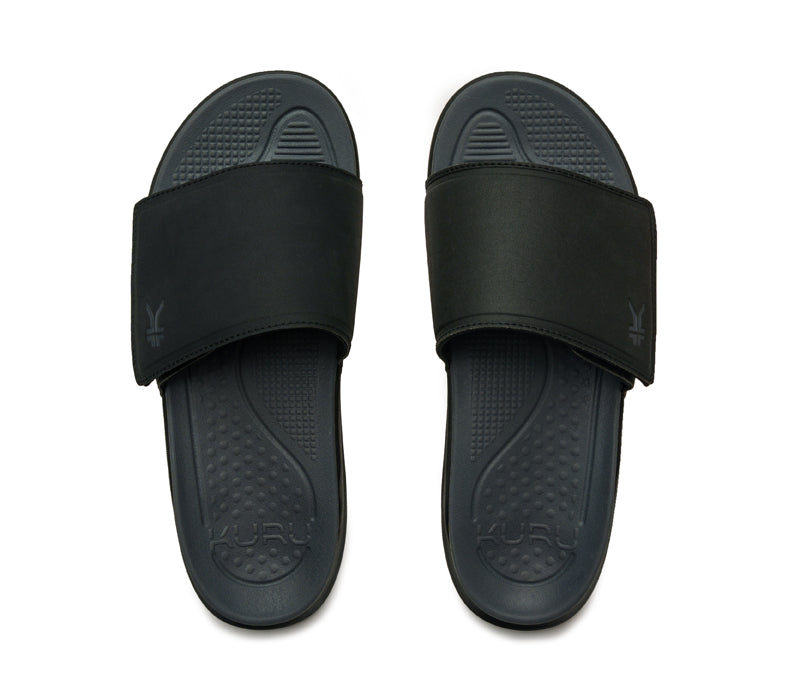 Top view of KURU Footwear MOMENT Men's Sandal in Jet Black/Storm Gray