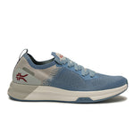 Outside profile details on the KURU Footwear FLUX Men's Sneaker in Dove Gray/Blue Fog