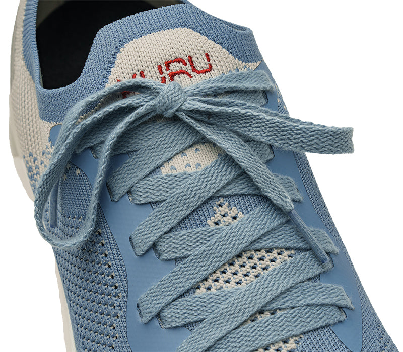 Close-up of the material on the KURU Footwear FLUX Men's Sneaker in Dove Gray/Blue Fog