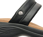 Close-up of the material on the KURU Footwear MESA Women's Multi-Strap Sandal in Jet Black 