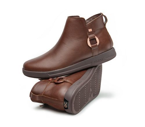 Stacked view of  KURU Footwear TEMPO Women's Ankle Boot in RichWalnut-Copper
