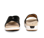 Front and back view on KURU Footwear BREEZE Women's Slide Sandal in JetBlack-White-Gum