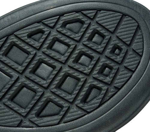 Close-up of the sole on the KURU Footwear MUSE Women's Multi-Strap Sandal in JetBlack