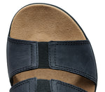 Close-up of the material on the KURU Footwear MUSE Women's Multi-Strap Sandal in JetBlack