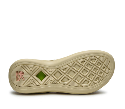 Detail of the sole pattern on the KURU Footwear MUSE Women's Multi-Strap Sandal in Straw-LightPeach