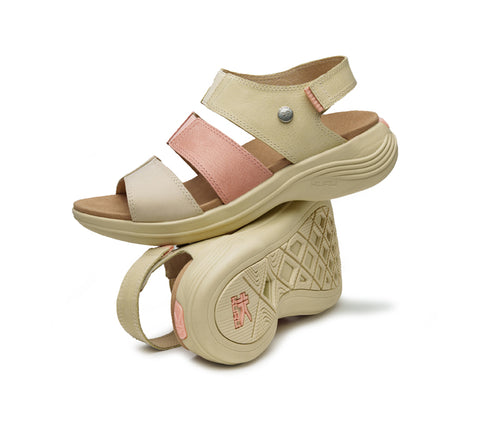 Stacked view of  KURU Footwear MUSE Women's Multi-Strap Sandal in Straw-LightPeach