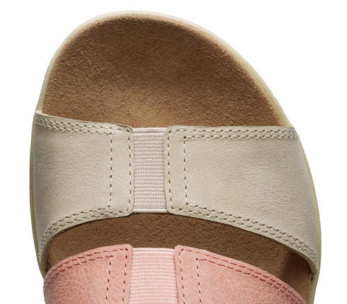 Close-up of the material on the KURU Footwear MUSE Women's Multi-Strap Sandal in Straw-LightPeach