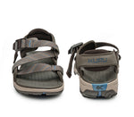 Front and back view on KURU Footwear CURRENT Men's Sandal in CedarBrown-MineralBlue