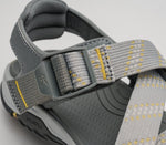 Close-up of the single-pull straps on the KURU Footwear CURRENT Women's Sandal in CloudGray-SoftYellow