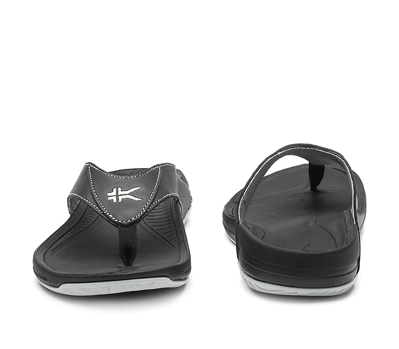 Front and back view on KURU Footwear KALA Women's Sandal in JetBlack-FogGray
