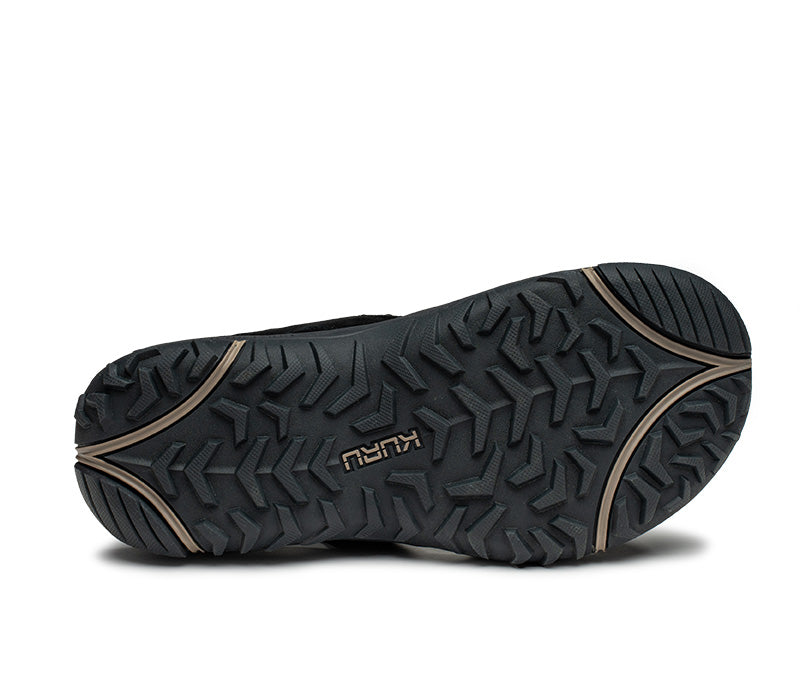 Detail of the sole pattern on the KURU Footwear TREAD Women's Sandals in JetBlack