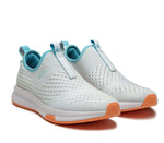 Side by side view of KURU Footwear ATOM Slip-On Men's Sneaker in BrightWhite-TopazBlue