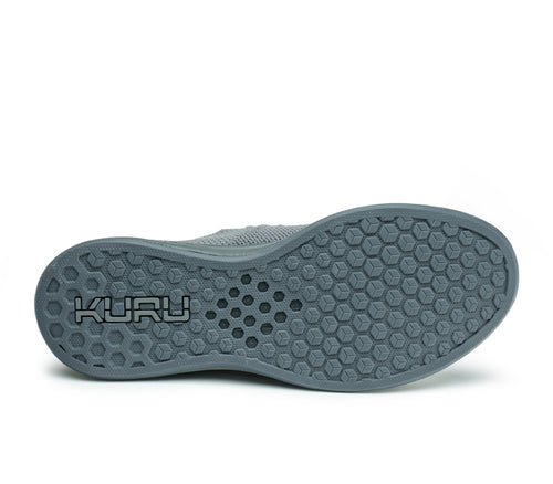 Detail of the sole pattern on the KURU Footwear ATOM Slip-On Men's Sneaker in LeadGray