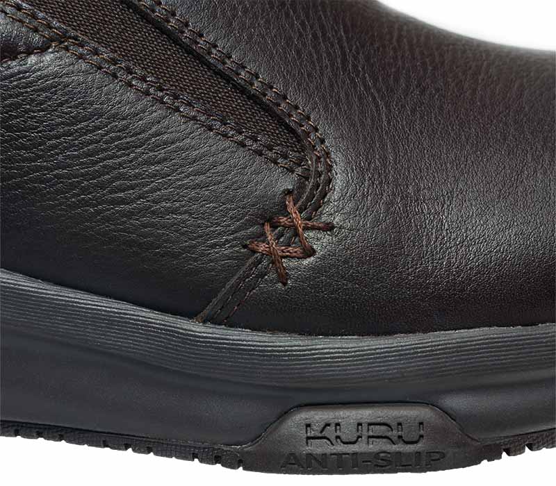 Close-up of the material on the KURU Footwear KIVI WIDE 2 Men's Slip-on Shoe in Espresso Brown