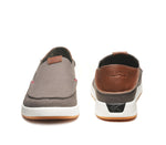 Front and back view on KURU Footwear PACE Men's Slip-on Shoe in Dark Ash-White-RichWalnut