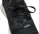 Close-up of the laces on the KURU Footwear STRIDE Move Women's Sneaker in JetBlack-LightLilac
