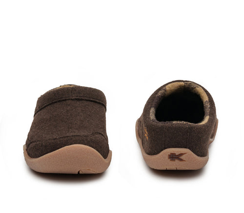 Front and back view on KURU Footwear DRAFT Women's Slipper in CocoaBrown-Gum