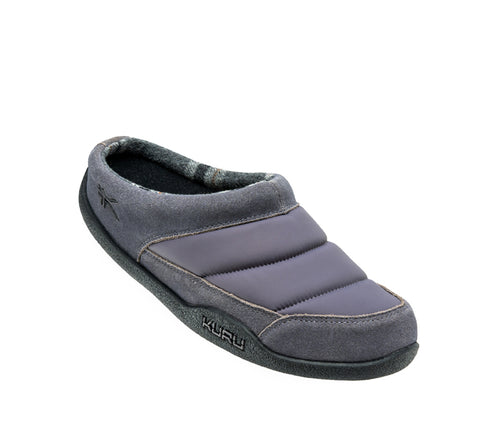 Toe touch view on KURU Footwear DRAFT Men's Slipper in SlateGray-Black