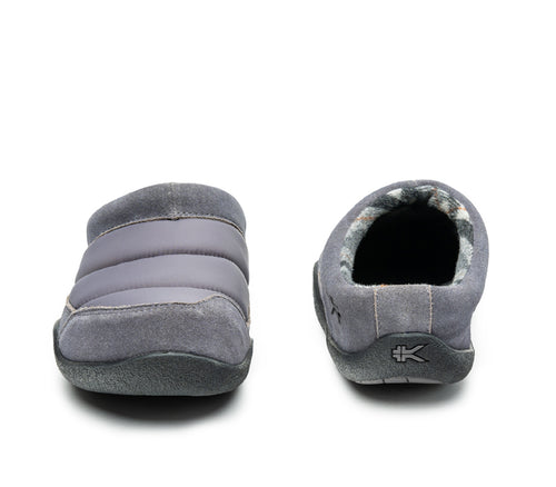 Front and back view on KURU Footwear DRAFT Men's Slipper in SlateGray-Black