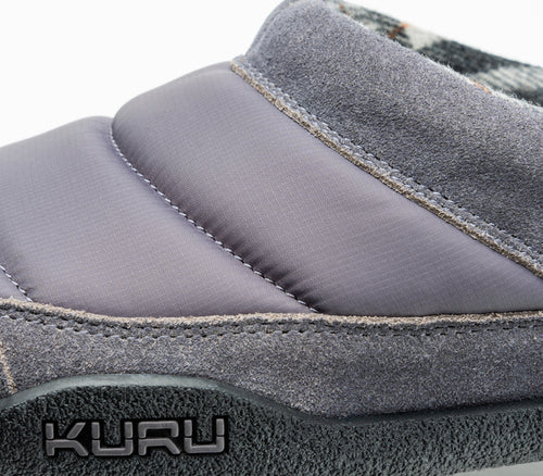 Close-up of the material on the KURU Footwear DRAFT Men's Slipper in SlateGray-Black
