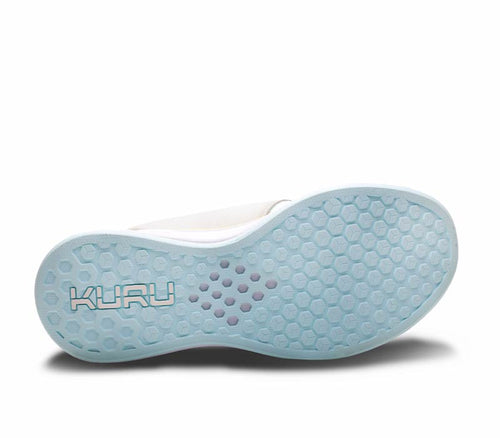 Detail of the sole pattern on the KURU Footwear ATOM Women's Athletic Sneaker in BrightWhite-IceBlue