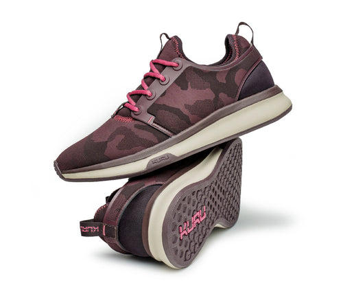 Stacked view of  KURU Footwear ATOM Women's Athletic Sneaker in CamoWine-PinkSorbet