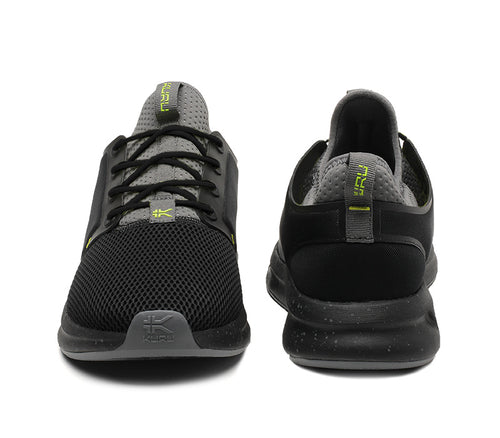 Front and back view on KURU Footwear ATOM Men's Athletic Sneaker in JetBlack-Citron