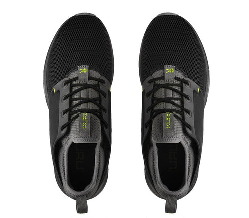 Top view of KURU Footwear ATOM Men's Athletic Sneaker in JetBlack-Citron