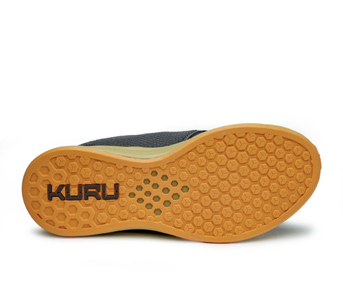 Detail of the sole pattern on the KURU Footwear ATOM Women's Athletic Sneaker in SmokeGray-PaleOrange