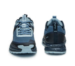 Front and back view on KURU Footwear ATOM Trail Women's Sneaker in BlueFog-MidnightBlue