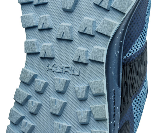 Close-up of the sole on the KURU Footwear ATOM Trail Women's Sneaker in BlueFog-MidnightBlue