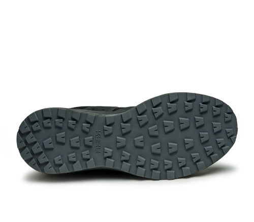 Detail of the sole pattern on the KURU Footwear ATOM Trail Men's Sneaker in JetBlack-KURUGreen