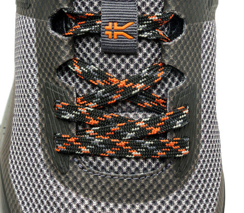 Close-up of the material on the KURU Footwear ATOM Trail Men's Sneaker in LeadGray-OrangeSpice