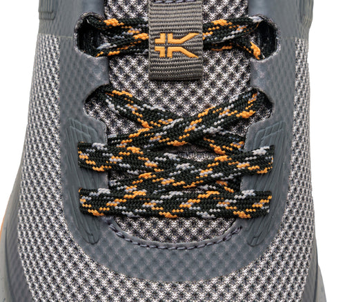 Close-up of the material on the KURU Footwear ATOM Trail Women's Sneaker in SmokeGray-Apricot