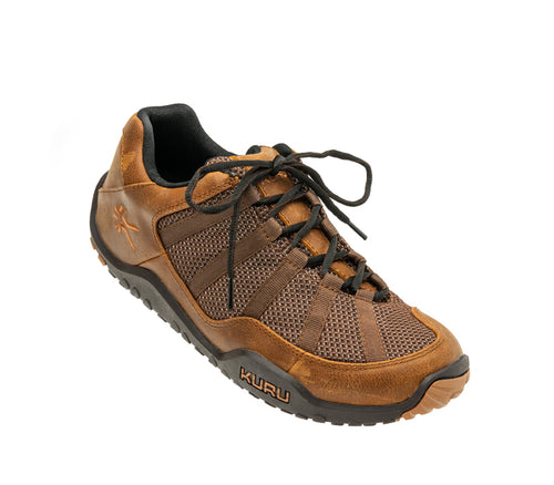 Toe touch view on KURU Footwear CHICANE Men's Trail Hiking Shoe in MustangBrown-ToffeeBrown
