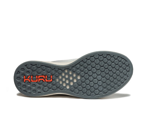 Detail of the sole pattern on the KURU Footwear FLUX Men's Sneaker in DoveGray-OrangeSpice