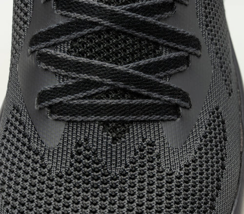 Close-up of the material on the KURU Footwear FLUX Men's Sneaker in JetBlack-SmokeGray