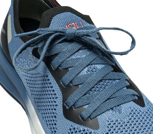 Close-up of the laces on the KURU Footwear FLUX Women's Sneaker in MineralBlue-Black