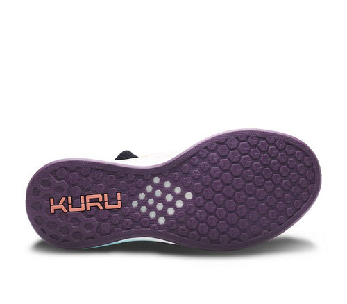 Detail of the sole pattern on the KURU Footwear FLUX Women's Sneaker in OrangeSherbet-CalypsoBlue