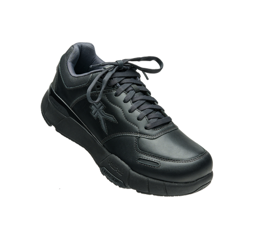 Toe touch view on KURU Footwear KINETIC 2 Men's Anti-Slip Sneaker in Smokestack-Black