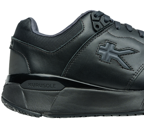 Close-up of the ankle on the KURU Footwear KINETIC 2 Men's Anti-Slip Sneaker in Smokestack-Black