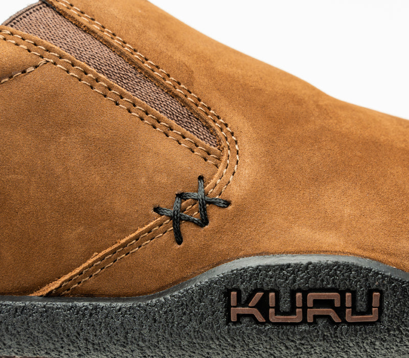 Close-up of the material on the KURU Footwear KIVI Men's Slip-on Shoe in ChestnutBrown