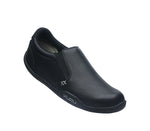 Toe touch view on KURU Footwear KIVI WIDE Women's Slip-on Shoe in JetBlack-FogGray