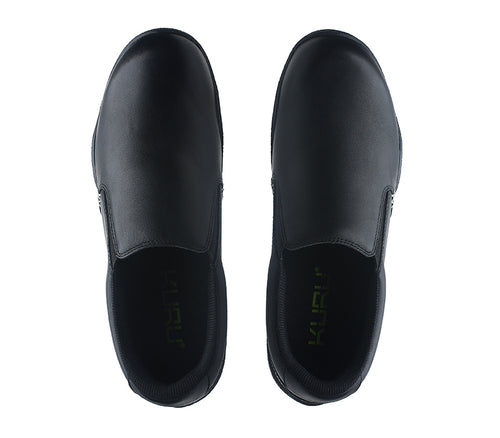 Top view of KURU Footwear KIVI Men's Slip-on Shoe in JetBlack-FogGray
