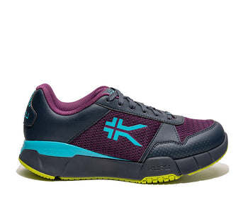 Outside profile details on the KURU Footwear QUANTUM 2.0 Women's Fitness Sneaker in Electric Grape/Midnight Blue