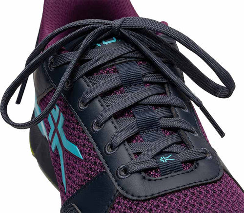 Close-up of the laces on the KURU Footwear QUANTUM 2.0 Women's Fitness Sneaker in Electric Grape/Midnight Blue