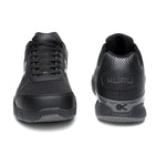 Front and back view on KURU Footwear QUANTUM WIDE Men's Fitness Sneaker in JetBlack-Charcoal
