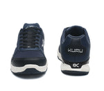 Front and back view on KURU Footwear QUANTUM WIDE Men's Fitness Sneaker in MidnightBlue-White-JetBlack