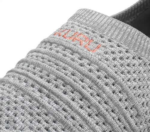 Close-up of the material on the KURU Footwear STRIDE Women's Slip-on Sneaker in HeatherGray-White-PeachPink