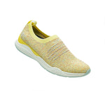 Toe touch view on KURU Footwear STRIDE Women's Slip-on Sneaker in YellowBurst-Confetti